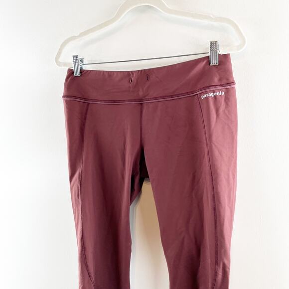 Patagonia Pull On Elastic Waist High Rise Ankle Leggings Clay Maroon Large - Picture 6 of 7
